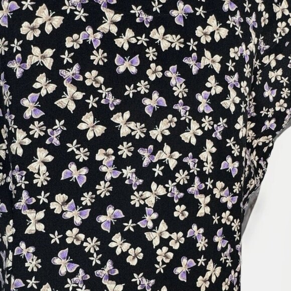 (12P) CHRISTOPHER & BANKS Purple Butterflies Sleeveless Maxi Shirt Dress - Picture 5 of 8